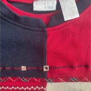 Koret Red and Navy Colorblock Sweater